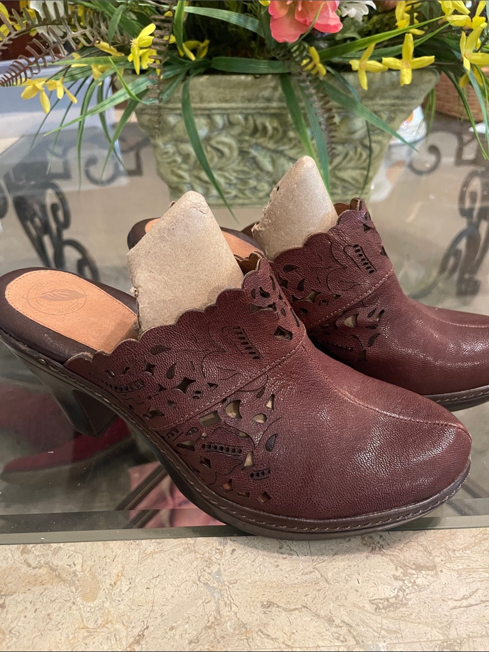 Nurture by Lamaze Burgundy Laser-Cut Slip-On Clogs